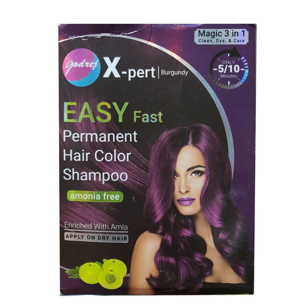 Godrej X-pert Permanent Hair Color Shampoo, Burgundy