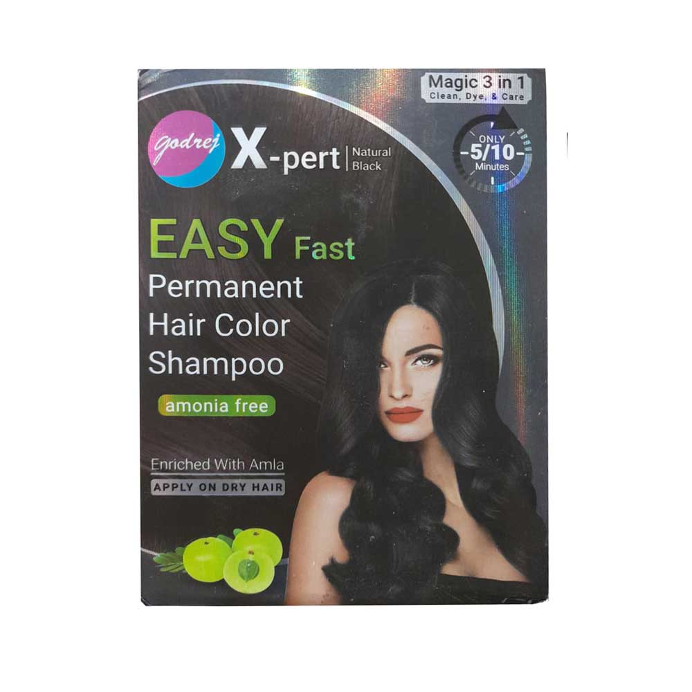 Godrej X-pert Permanent Hair Color Shampoo, Natural Black