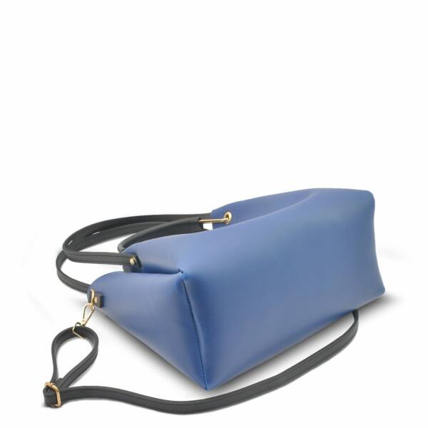Navy Blue Stitched Adjustable Long Strap Emerald Faux Vegan Leather Handbags (1)