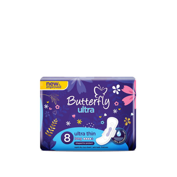 Butterfly Ultra-Thin Economy Pack Sanitary Packs Long 8 Pcs