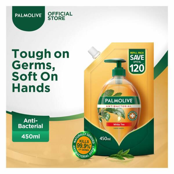Palmolive Antibacterial White Tea Hand Wash, Refill, 450ml